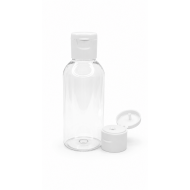 100 ml Şeffaf Plastik Şişe (PET) Beyaz Fliptop Kapaklı