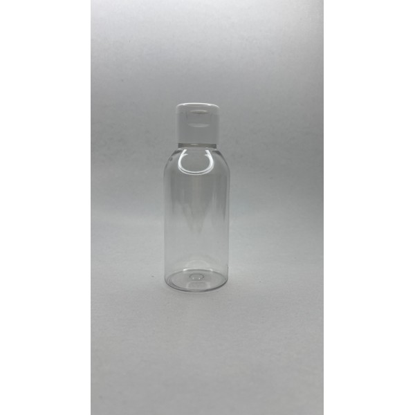 100 ml Şeffaf Plastik Şişe (PET) Beyaz Fliptop Kapaklı
