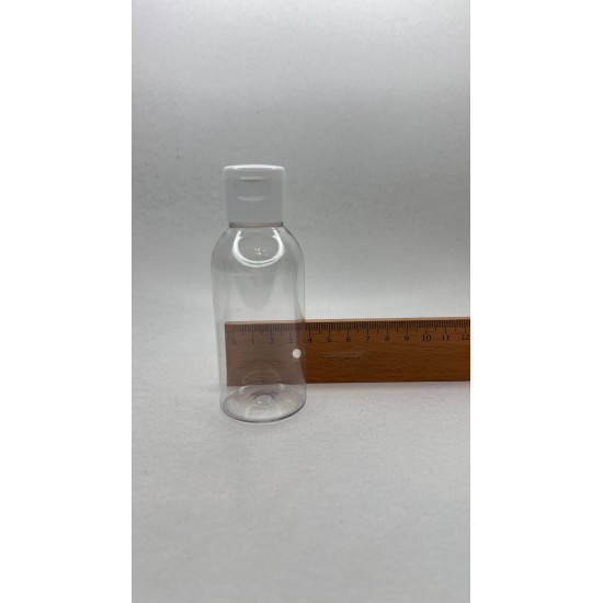 100 ml Şeffaf Plastik Şişe (PET) Beyaz Fliptop Kapaklı