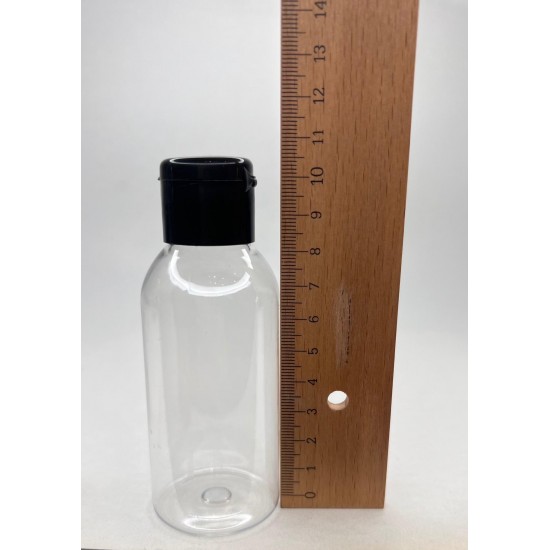 100 ml Şeffaf Plastik Şişe (PET) Siyah Fliptop Kapaklı