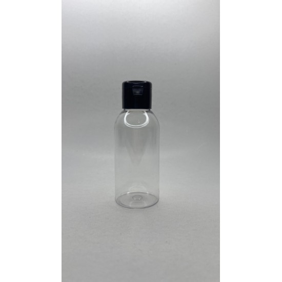 100 ml Şeffaf Plastik Şişe (PET) Siyah Fliptop Kapaklı