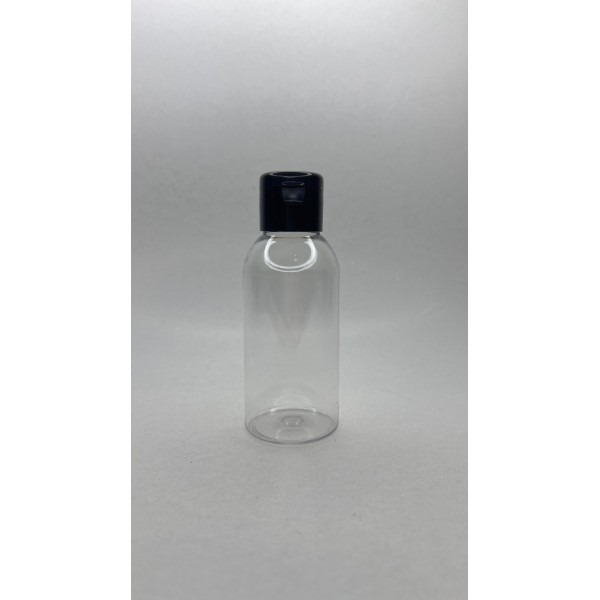 100 ml Şeffaf Plastik Şişe (PET) Siyah Fliptop Kapaklı