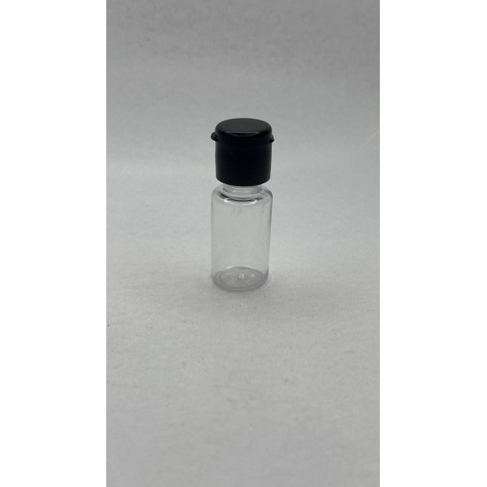 10 ml Şeffaf Plastik Şişe (PET) Siyah Fliptop Kapaklı