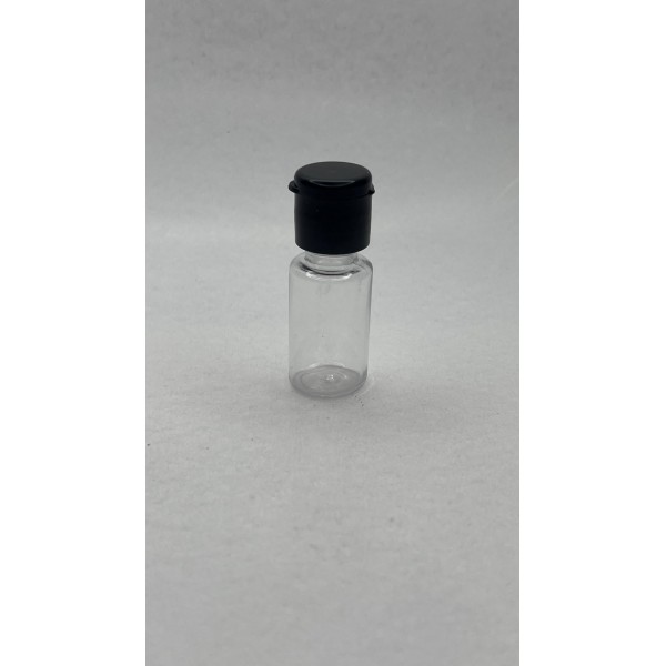 10 ml Şeffaf Plastik Şişe (PET) Siyah Fliptop Kapaklı