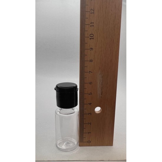 10 ml Şeffaf Plastik Şişe (PET) Siyah Fliptop Kapaklı