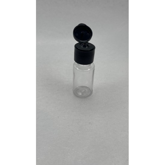 10 ml Şeffaf Plastik Şişe (PET) Siyah Fliptop Kapaklı