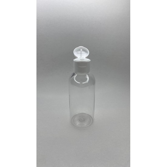 150 ml Şeffaf Plastik Şişe (PET) Beyaz Fliptop Kapaklı