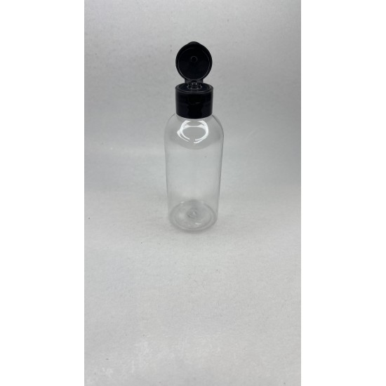 150 ml Şeffaf Plastik Şişe (PET) Siyah Fliptop Kapaklı