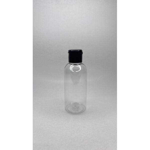 150 ml Şeffaf Plastik Şişe (PET) Siyah Fliptop Kapaklı
