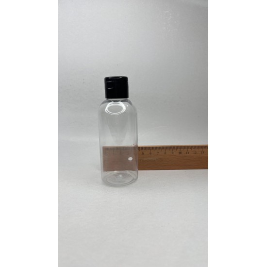 150 ml Şeffaf Plastik Şişe (PET) Siyah Fliptop Kapaklı