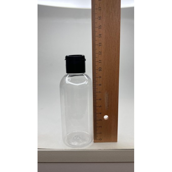 150 ml Şeffaf Plastik Şişe (PET) Siyah Fliptop Kapaklı