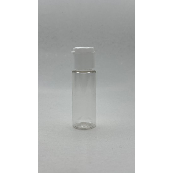 20 ml Şeffaf Plastik Şişe (PET) Beyaz Fliptop Kapaklı