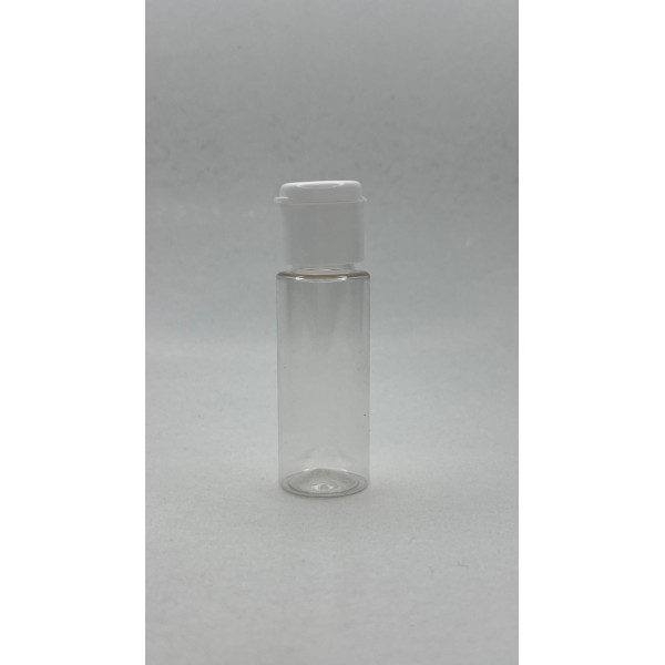 20 ml Şeffaf Plastik Şişe (PET) Beyaz Fliptop Kapaklı