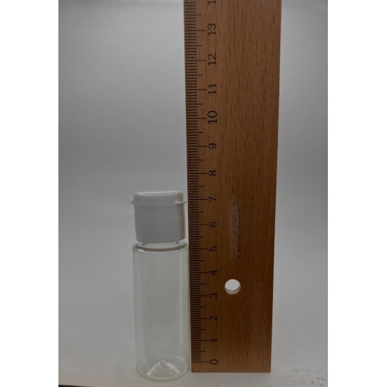 20 ml Şeffaf Plastik Şişe (PET) Beyaz Fliptop Kapaklı