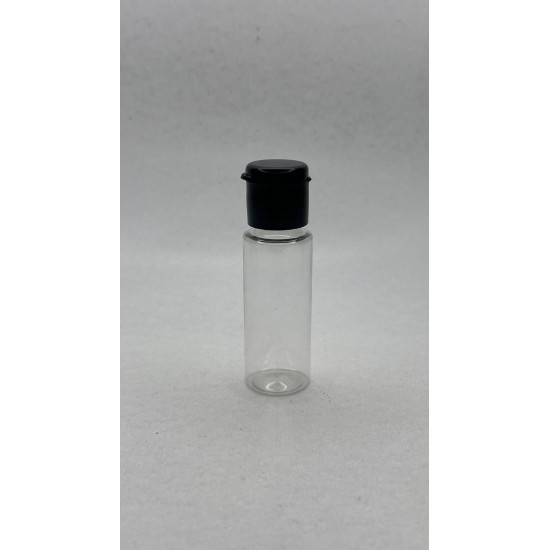 20 ml Şeffaf Plastik Şişe (PET) Siyah Fliptop Kapaklı
