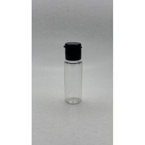 20 ml Şeffaf Plastik Şişe (PET) Siyah Fliptop Kapaklı