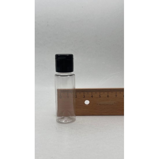 20 ml Şeffaf Plastik Şişe (PET) Siyah Fliptop Kapaklı
