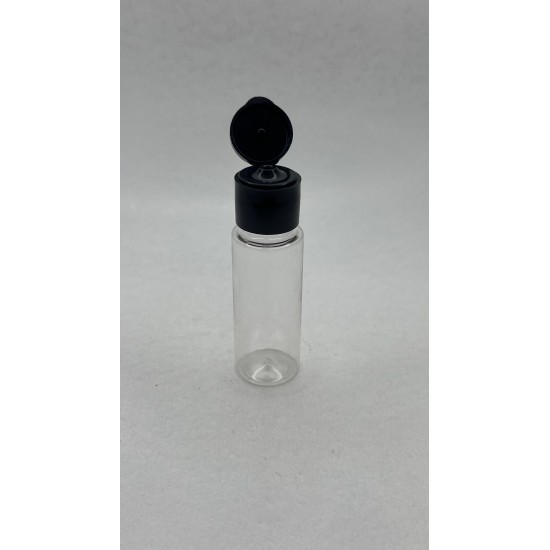 20 ml Şeffaf Plastik Şişe (PET) Siyah Fliptop Kapaklı