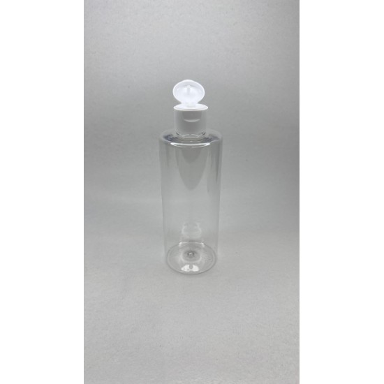 250 ml Şeffaf Plastik Şişe (PET) Beyaz Fliptop Kapaklı
