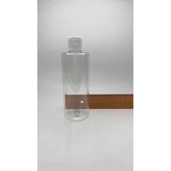 250 ml Şeffaf Plastik Şişe (PET) Beyaz Fliptop Kapaklı