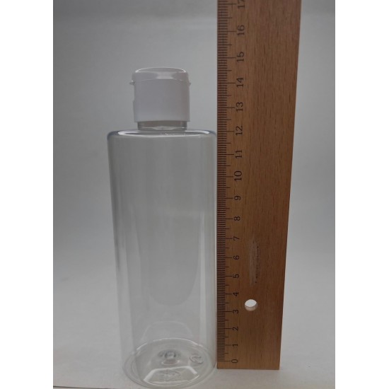 250 ml Şeffaf Plastik Şişe (PET) Beyaz Fliptop Kapaklı