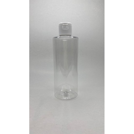250 ml Şeffaf Plastik Şişe (PET) Beyaz Fliptop Kapaklı