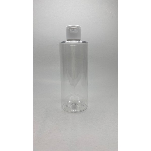 250 ml Şeffaf Plastik Şişe (PET) Beyaz Fliptop Kapaklı
