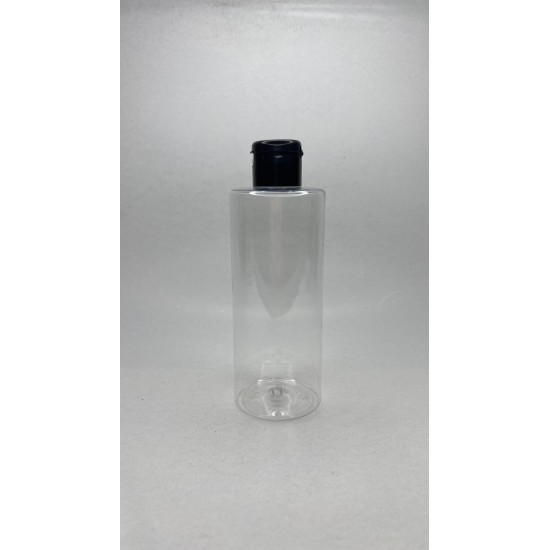 250 ml Şeffaf Plastik Şişe (PET) Siyah Fliptop Kapaklı