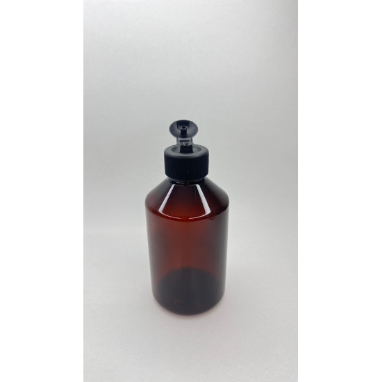 250 ml Kahverengi Plastik Şişe (PET) Siyah Açmalı Kapaklı (Erka Kapak)