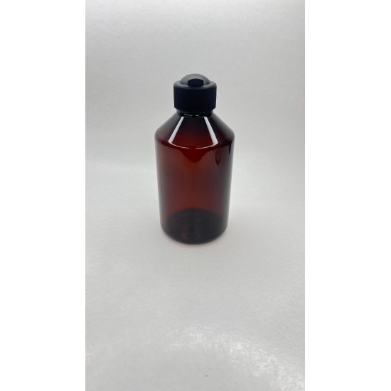 250 ml Kahverengi Plastik Şişe (PET) Siyah Açmalı Kapaklı (Erka Kapak)
