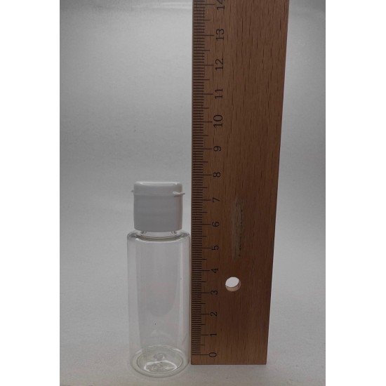 30 ml Şeffaf Plastik Şişe (PET) Beyaz Fliptop Kapaklı