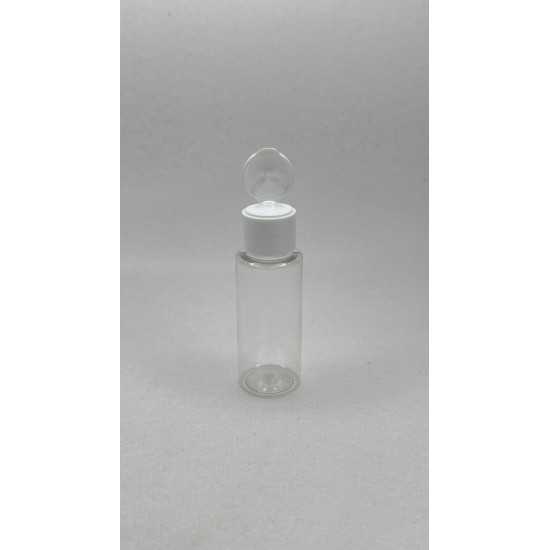 30 ml Şeffaf Plastik Şişe (PET) Beyaz Fliptop Kapaklı