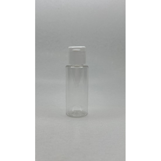 30 ml Şeffaf Plastik Şişe (PET) Beyaz Fliptop Kapaklı