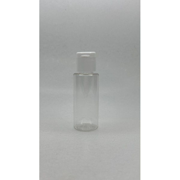 30 ml Şeffaf Plastik Şişe (PET) Beyaz Fliptop Kapaklı