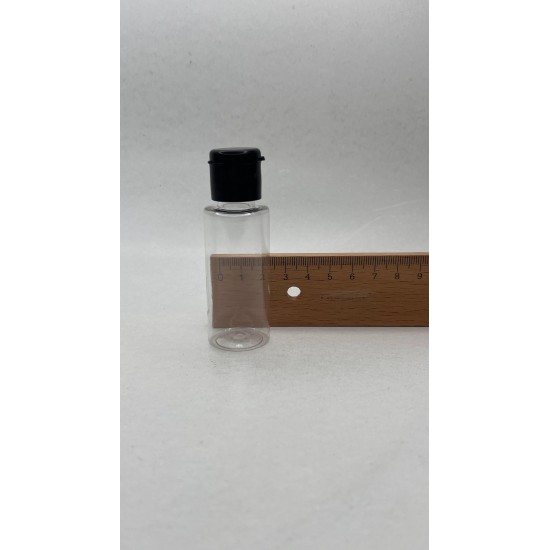 30 ml Şeffaf Plastik Şişe (PET) Siyah Fliptop Kapaklı