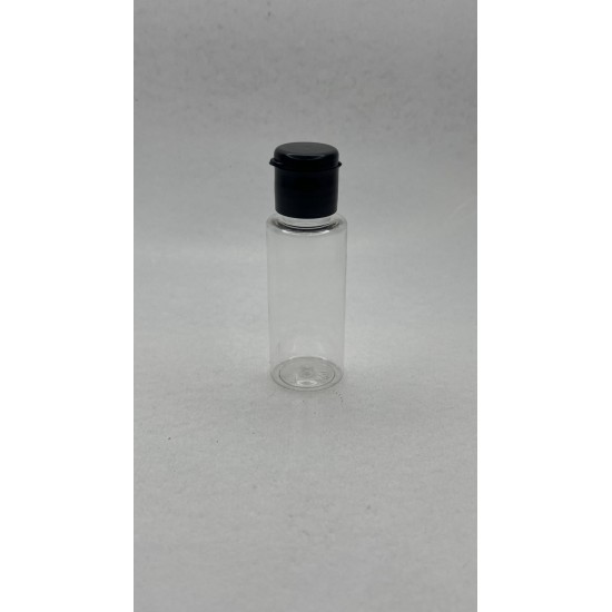 30 ml Şeffaf Plastik Şişe (PET) Siyah Fliptop Kapaklı