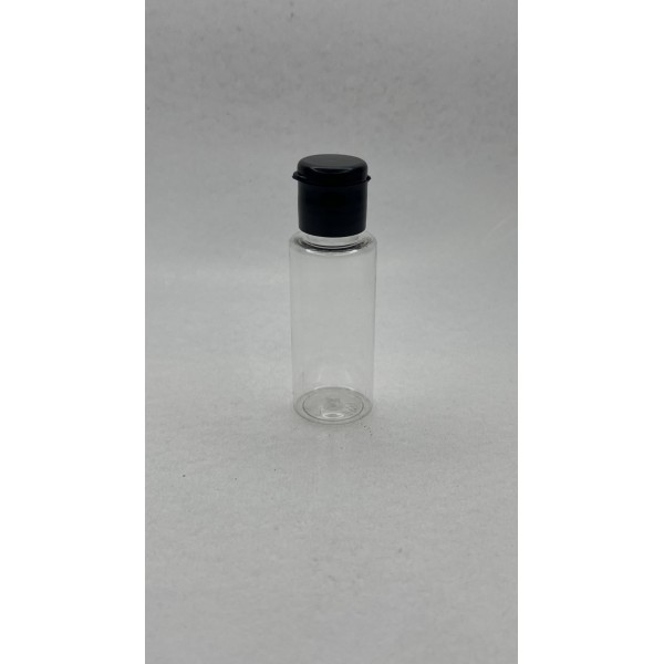 30 ml Şeffaf Plastik Şişe (PET) Siyah Fliptop Kapaklı
