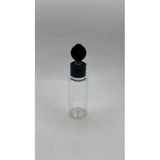 30 ml Şeffaf Plastik Şişe (PET) Siyah Fliptop Kapaklı