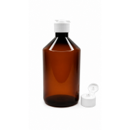 500 ml Kahverengi Plastik Şişe (PET) Beyaz Açmalı Kapaklı (Erka Kapak)