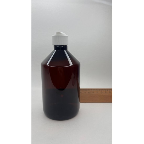 500 ml Kahverengi Plastik Şişe (PET) Beyaz Açmalı Kapaklı (Erka Kapak)