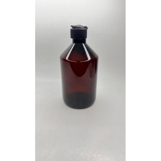 500 ml Kahverengi Plastik Şişe (PET) Siyah Açmalı Kapaklı (Erka Kapak)