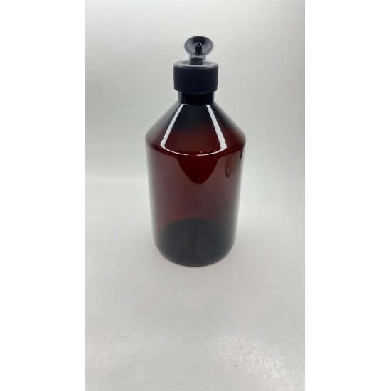 500 ml Kahverengi Plastik Şişe (PET) Siyah Açmalı Kapaklı (Erka Kapak)