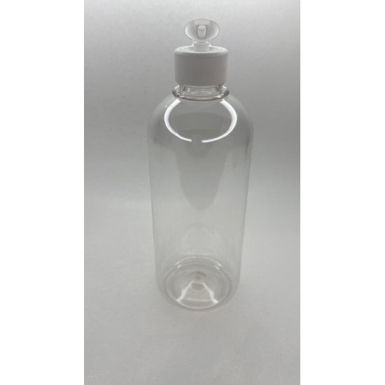 500 ml Şeffaf Plastik Şişe (PET) Beyaz Açmalı Kapaklı (Erka Kapak)