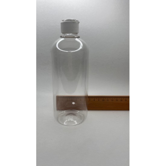 500 ml Şeffaf Plastik Şişe (PET) Beyaz Açmalı Kapaklı (Erka Kapak)