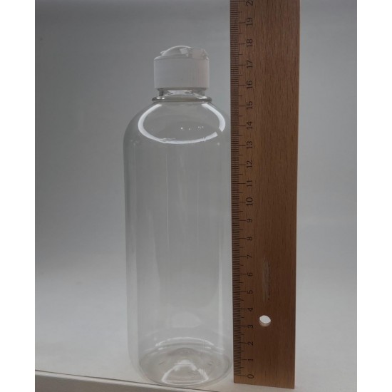 500 ml Şeffaf Plastik Şişe (PET) Beyaz Açmalı Kapaklı (Erka Kapak)