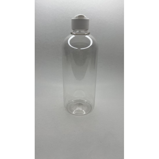 500 ml Şeffaf Plastik Şişe (PET) Beyaz Açmalı Kapaklı (Erka Kapak)