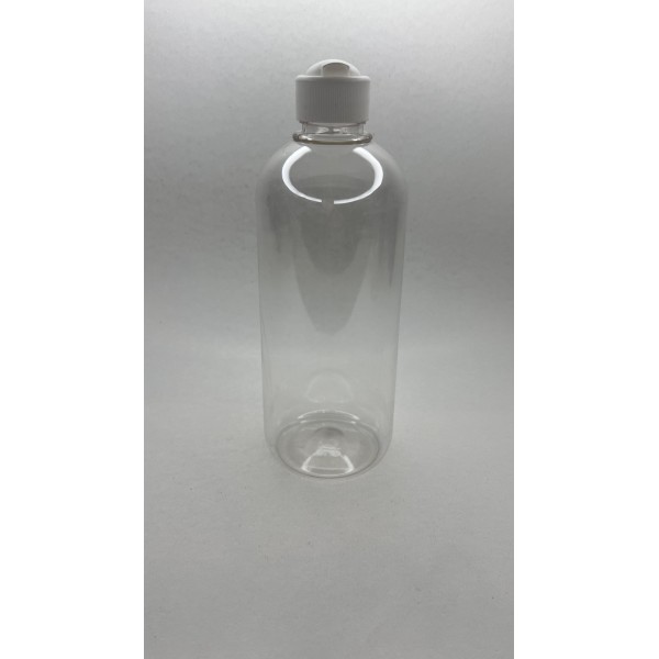 500 ml Şeffaf Plastik Şişe (PET) Beyaz Açmalı Kapaklı (Erka Kapak)