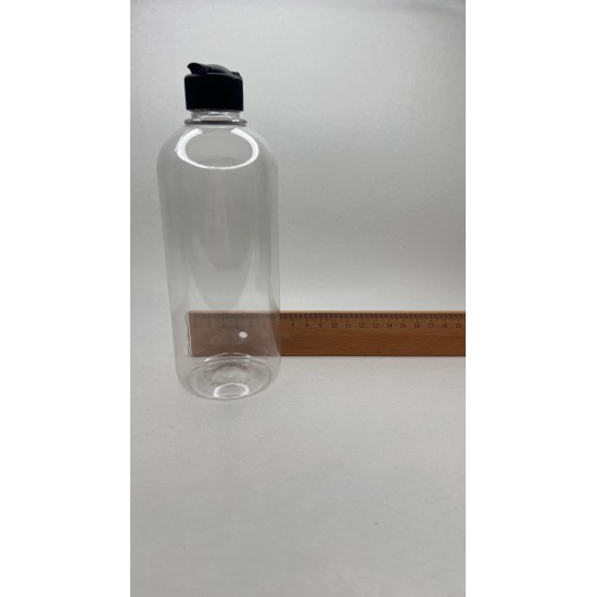 500 ml Şeffaf Plastik Şişe (PET) Siyah Açmalı Kapaklı (Erka Kapak)