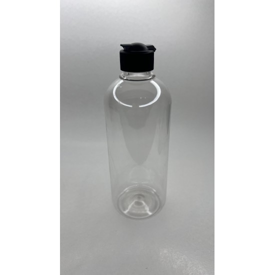 500 ml Şeffaf Plastik Şişe (PET) Siyah Açmalı Kapaklı (Erka Kapak)