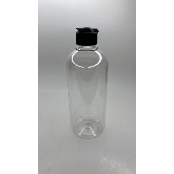 500 ml Şeffaf Plastik Şişe (PET) Siyah Açmalı Kapaklı (Erka Kapak)
